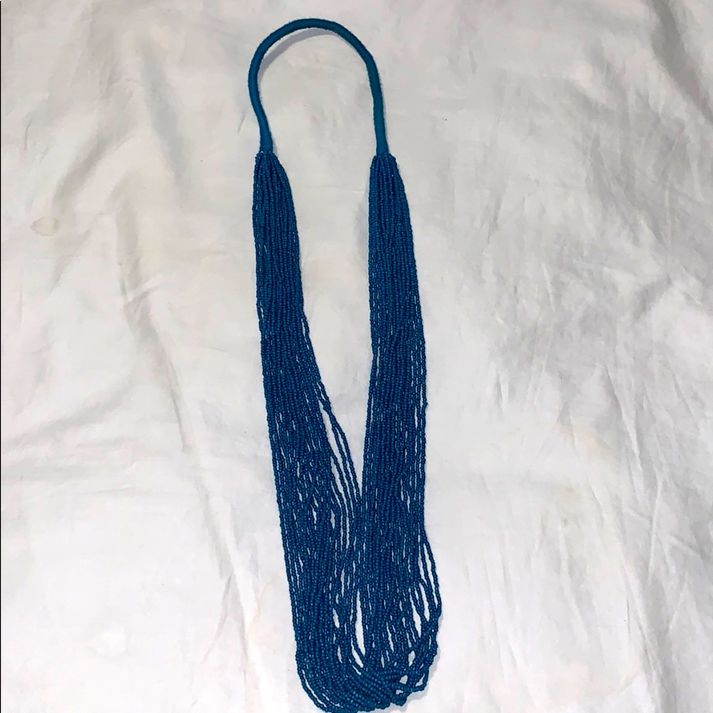 Turquoise rope and bead necklace